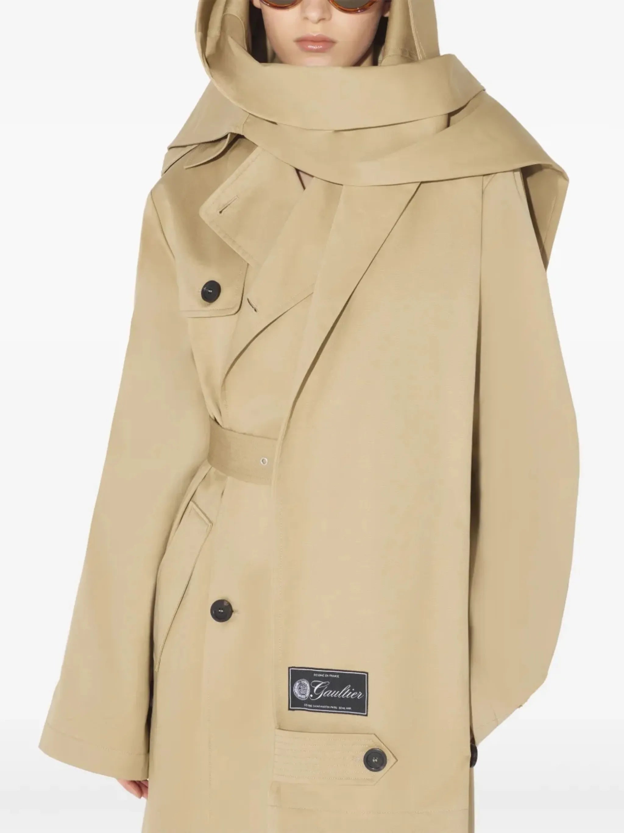 double-breasted belted trench coat