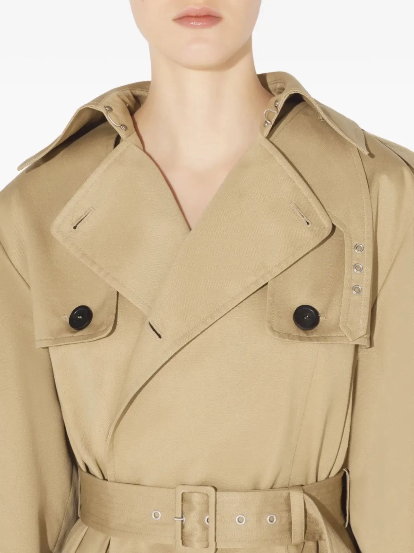 double-breasted belted trench coat
