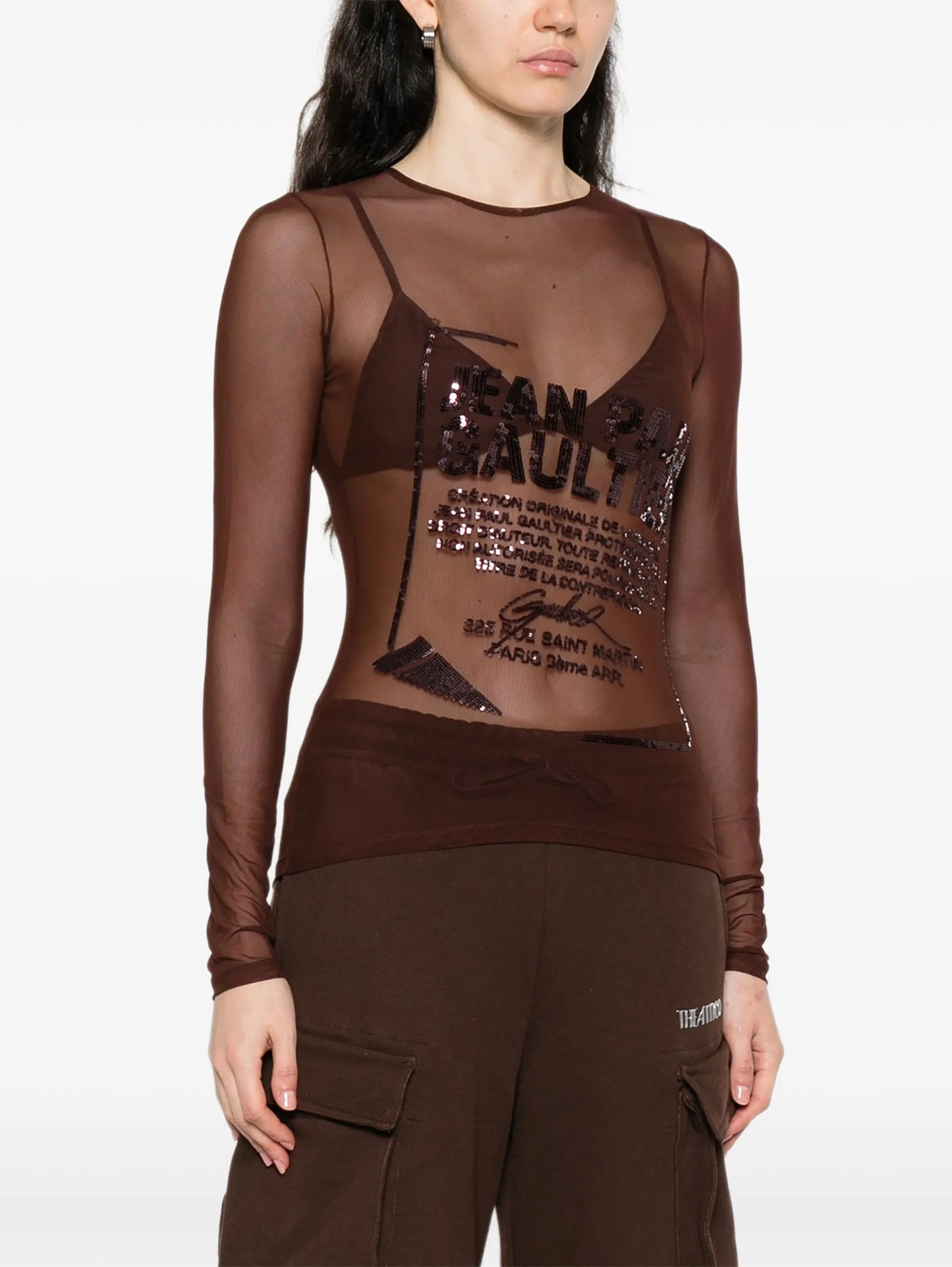 sequin-embellished mesh top