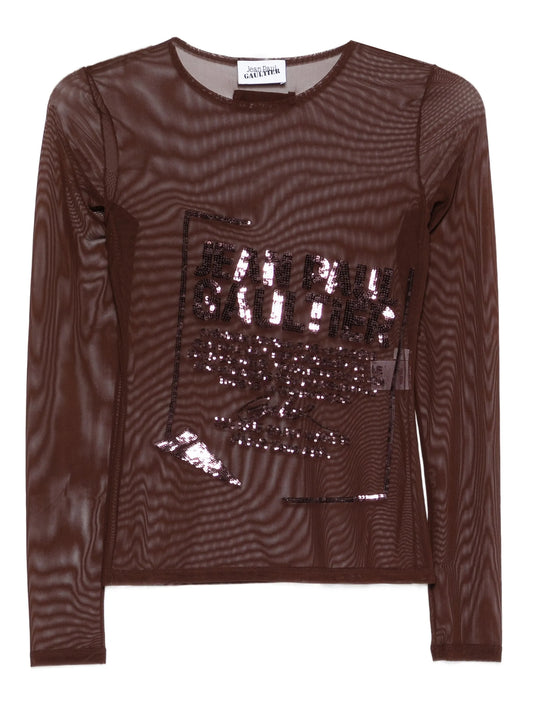 sequin-embellished mesh top