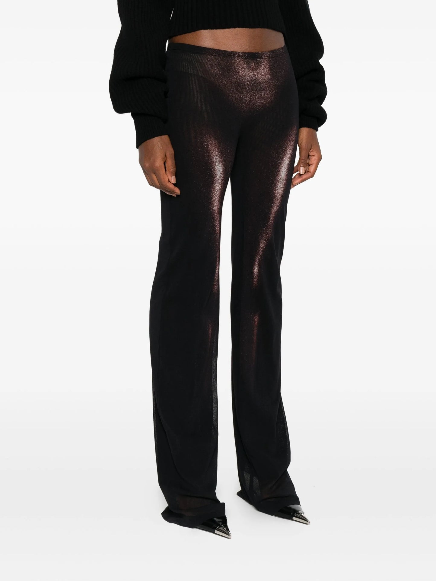 body-print mesh trousers