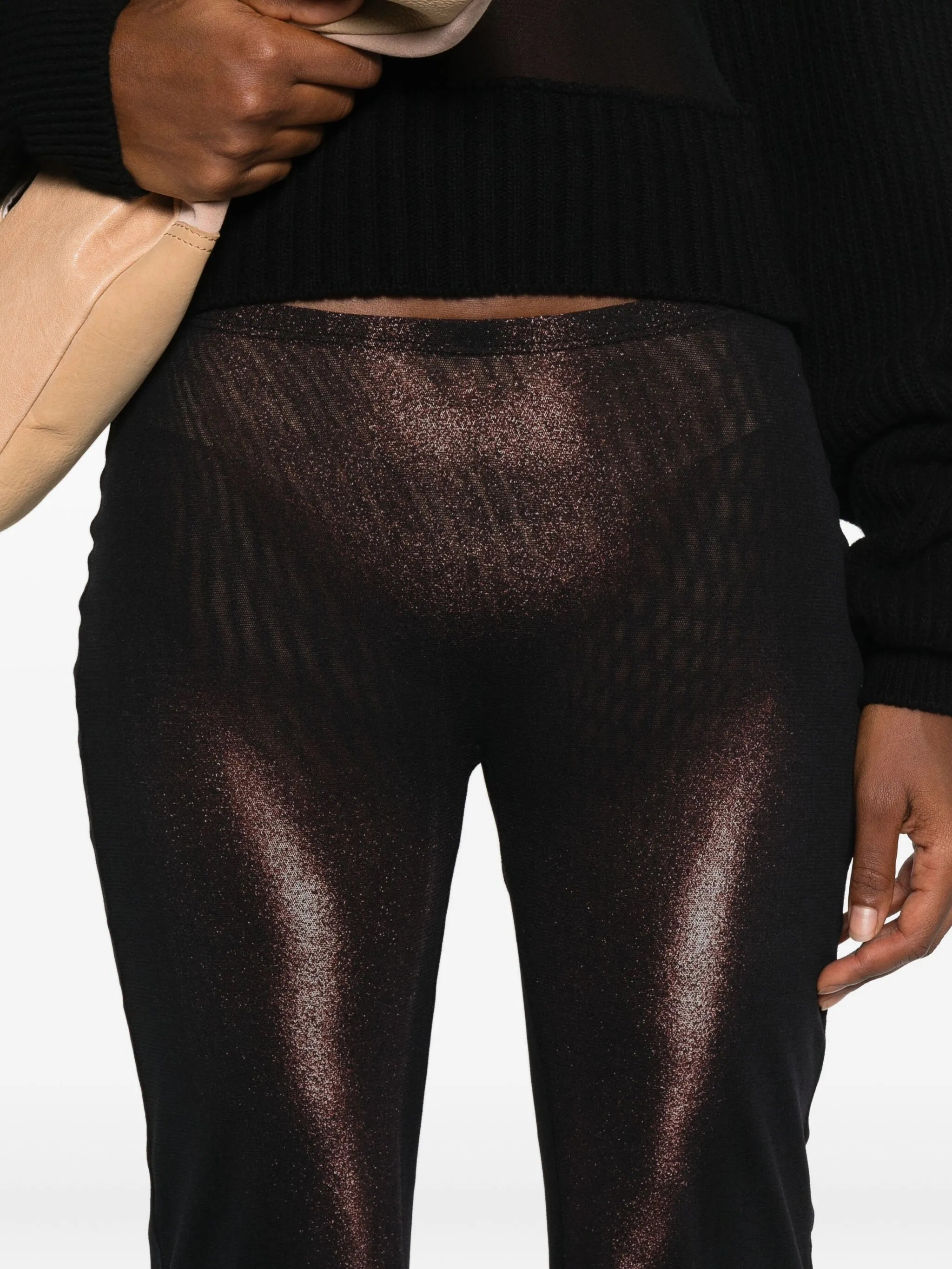 body-print mesh trousers