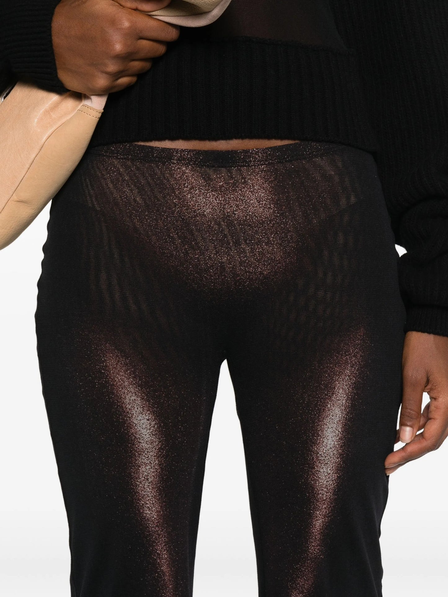 body-print mesh trousers