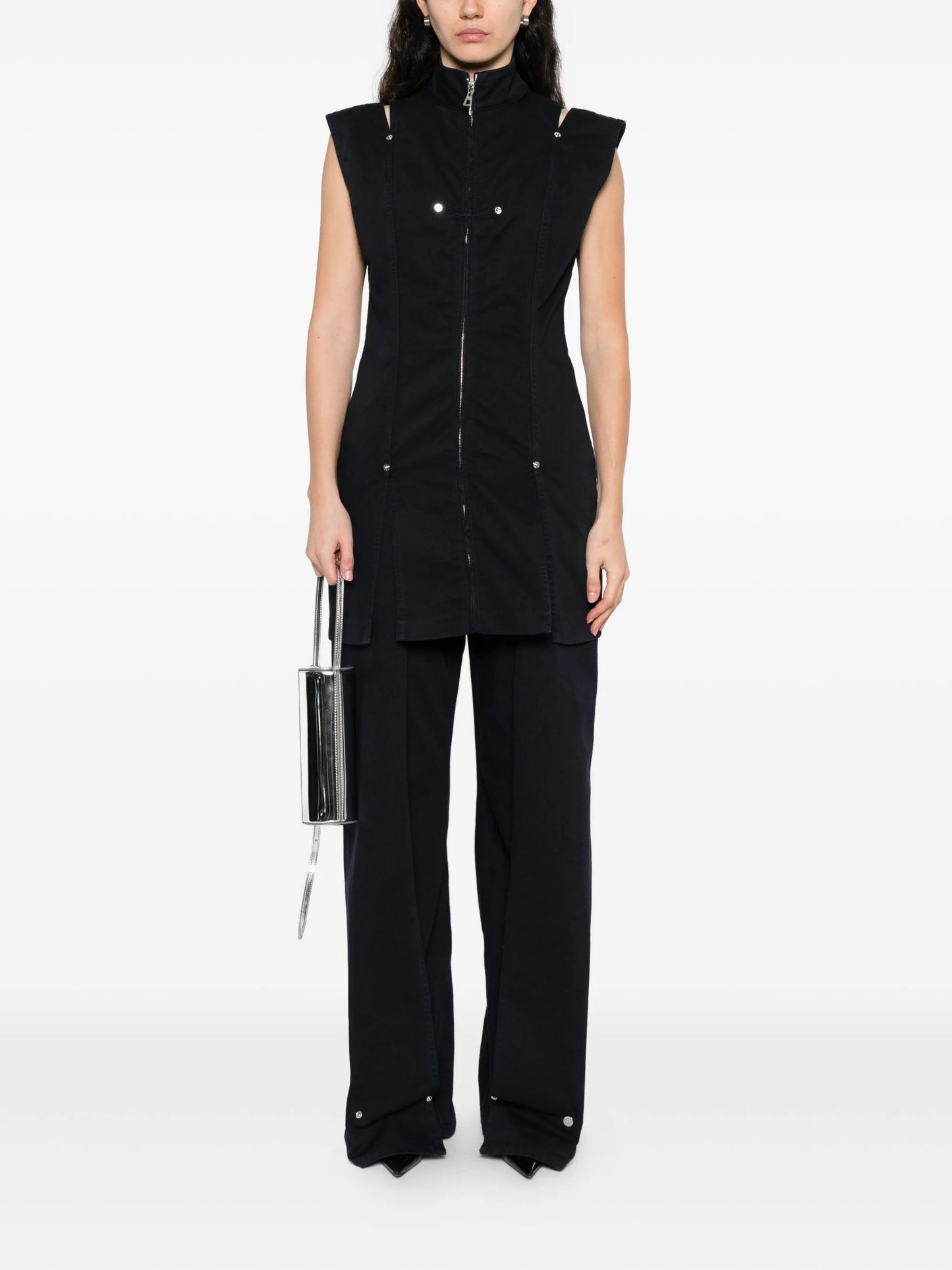 panelled button-fastening jeans