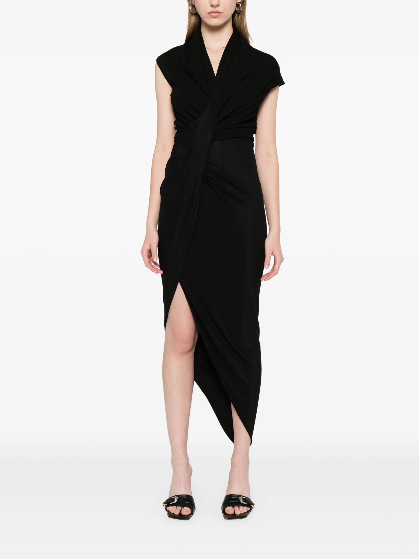 draped midi dress