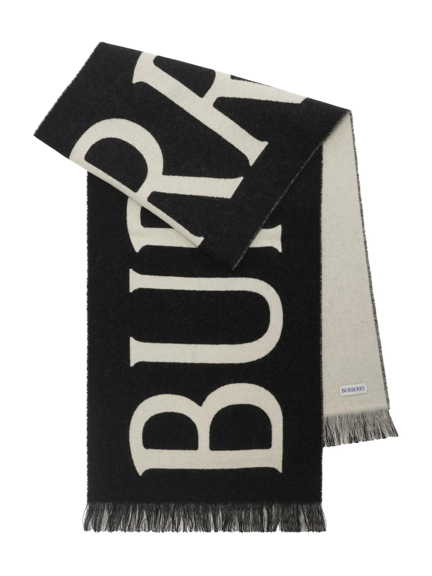 logo-jacquard wool scarf