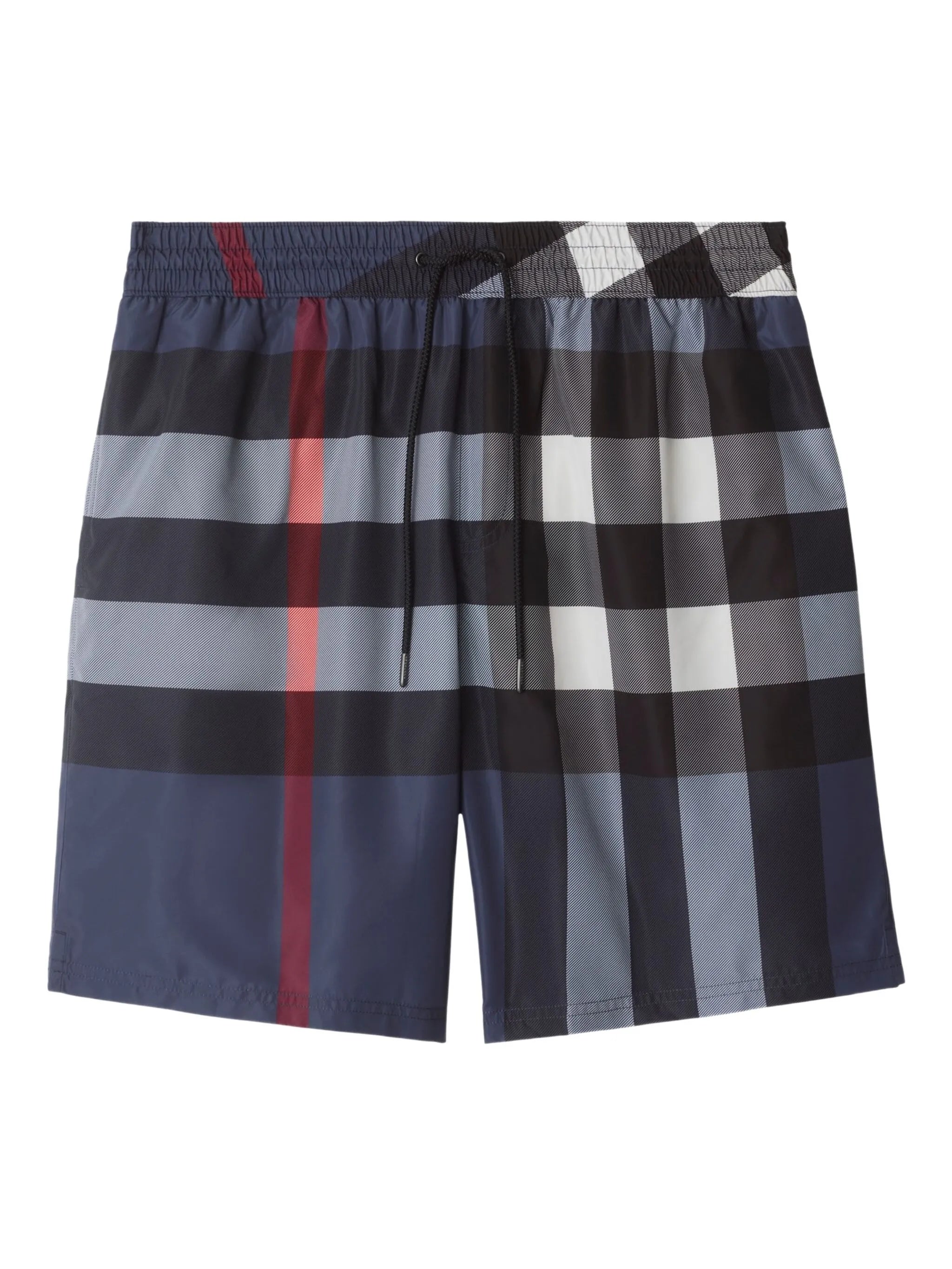 checked swim shorts