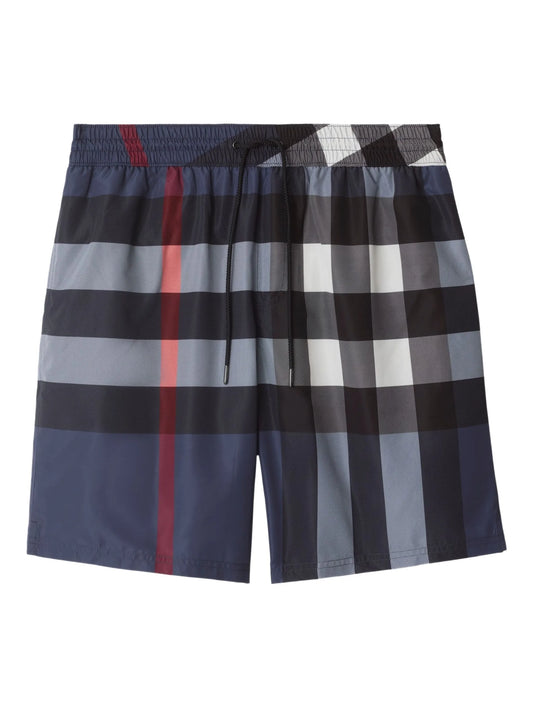 checked swim shorts