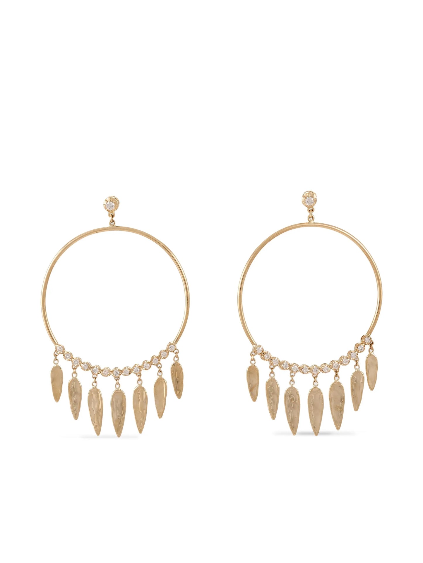 14K yellow gold hoop diamond earrings