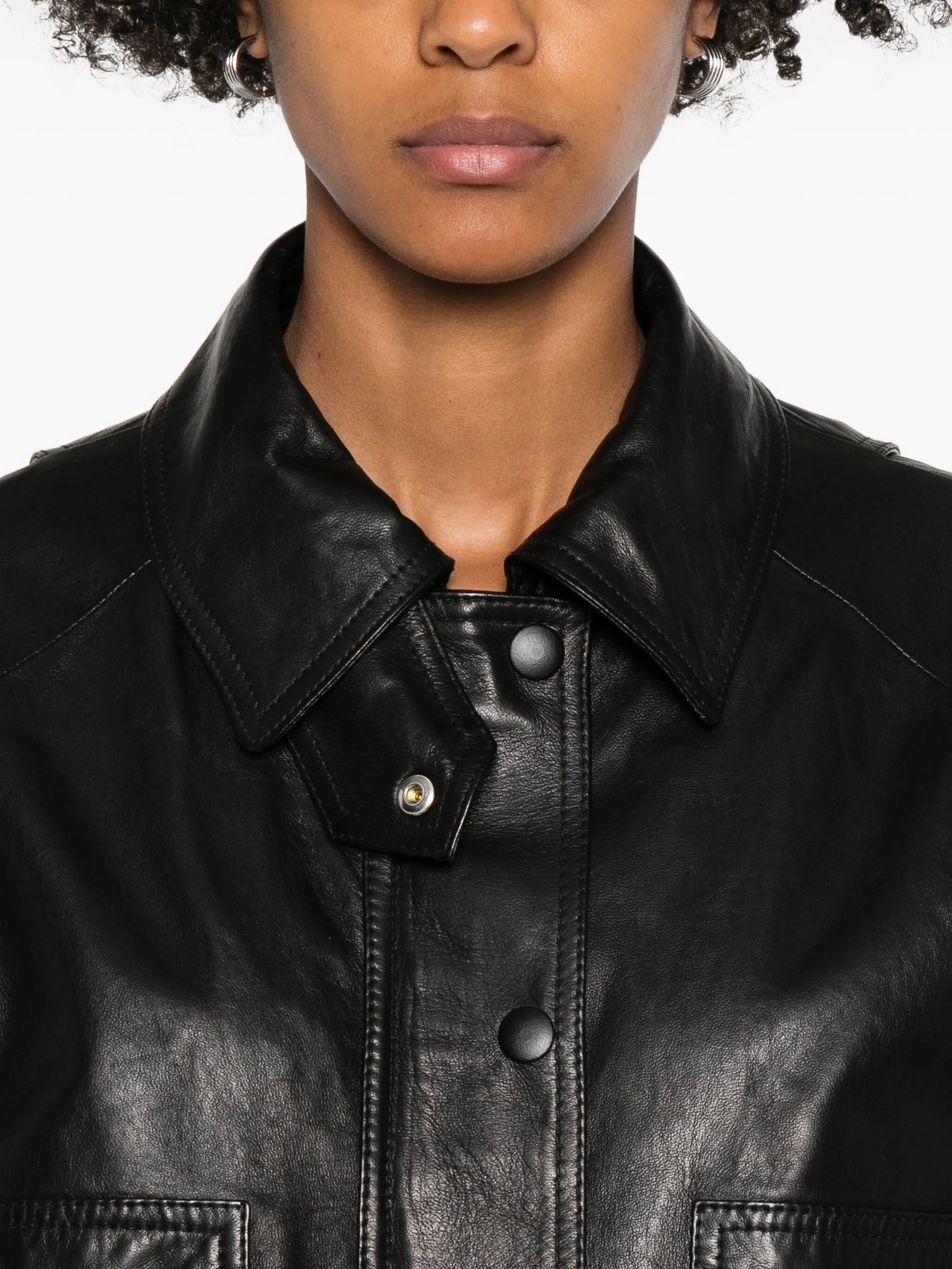 drawcord-hem leather jacket
