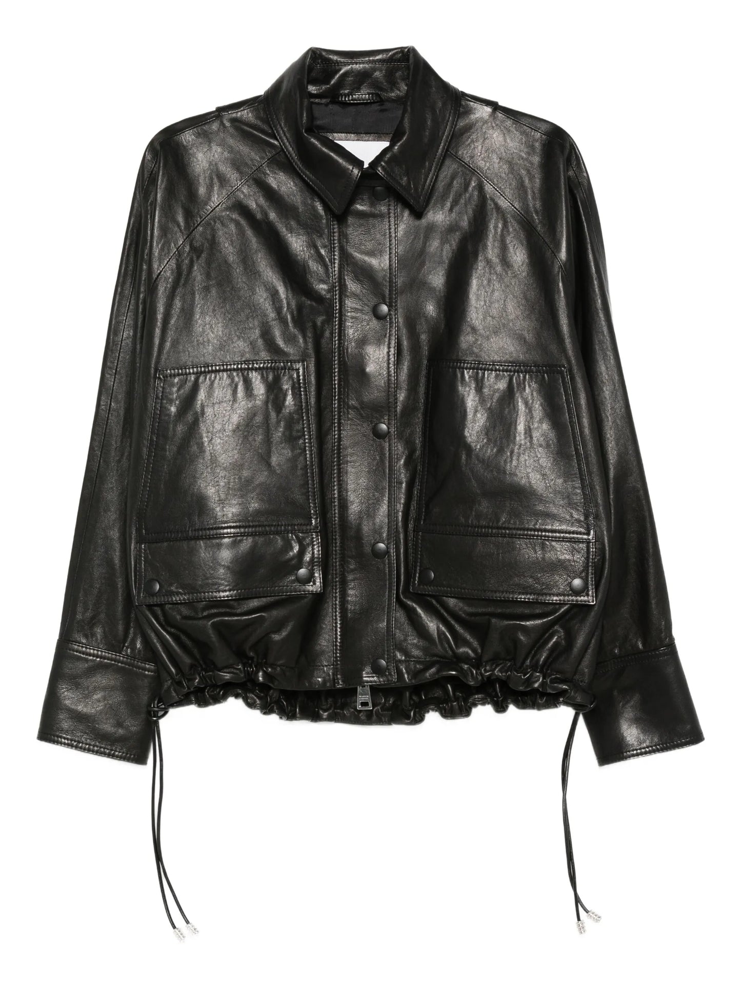 drawcord-hem leather jacket