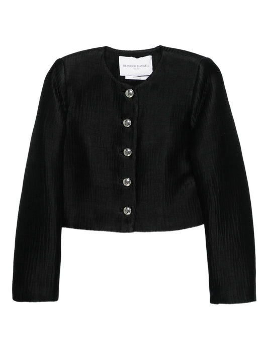 single-breasted button-front jacket