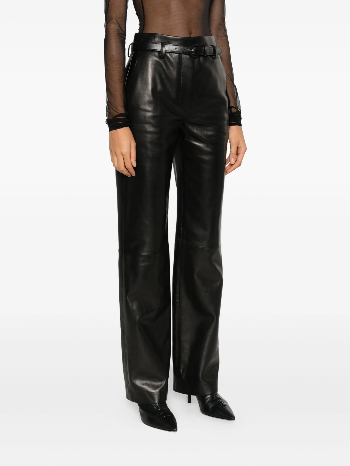 Kaia belted leather trousers