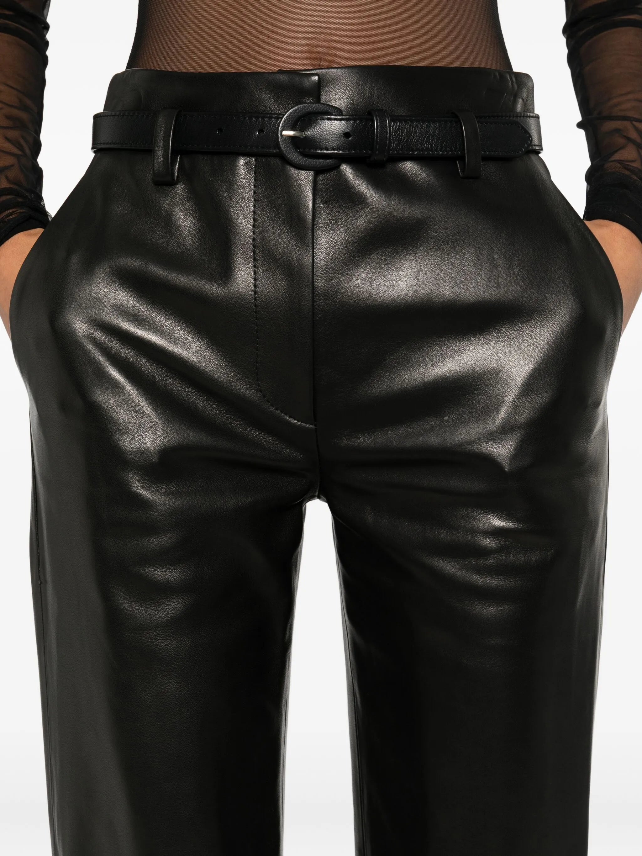 Kaia belted leather trousers