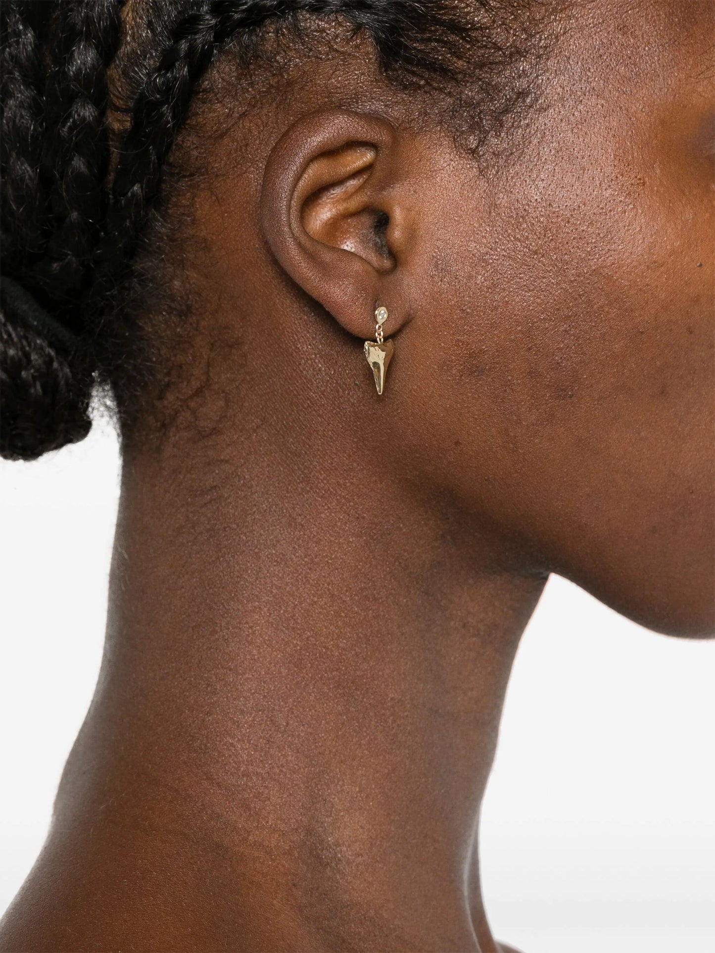 gold plated Pave Shark Tooth diamond earrings