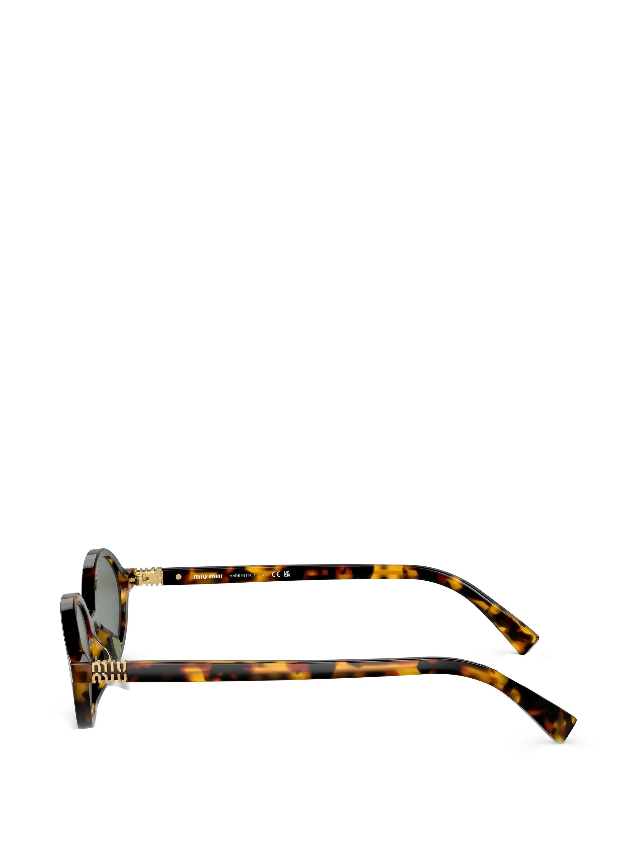 tortoiseshell-effect oval-frame sunglasses