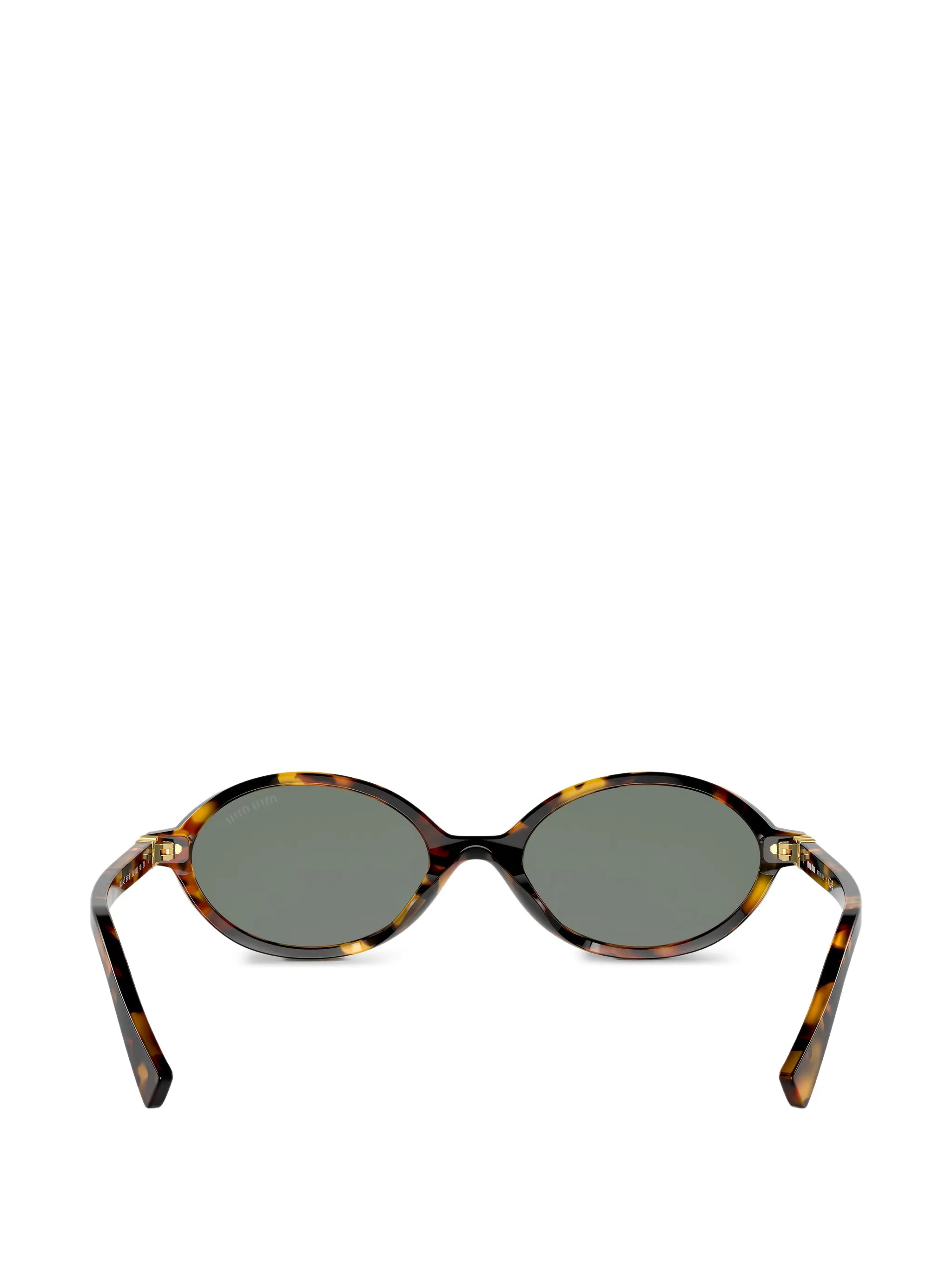tortoiseshell-effect oval-frame sunglasses