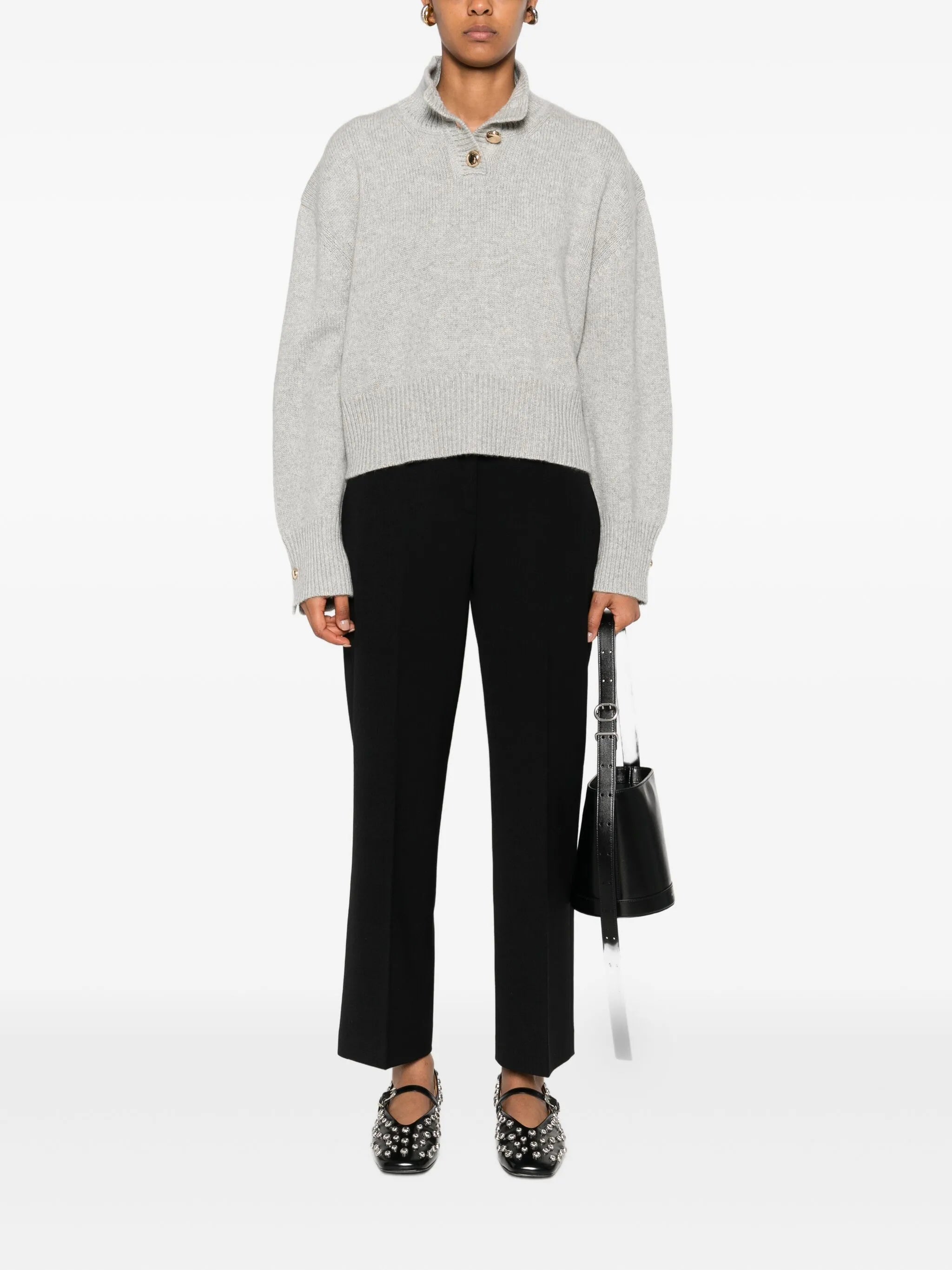 The Rowe high-neck button-front sweater