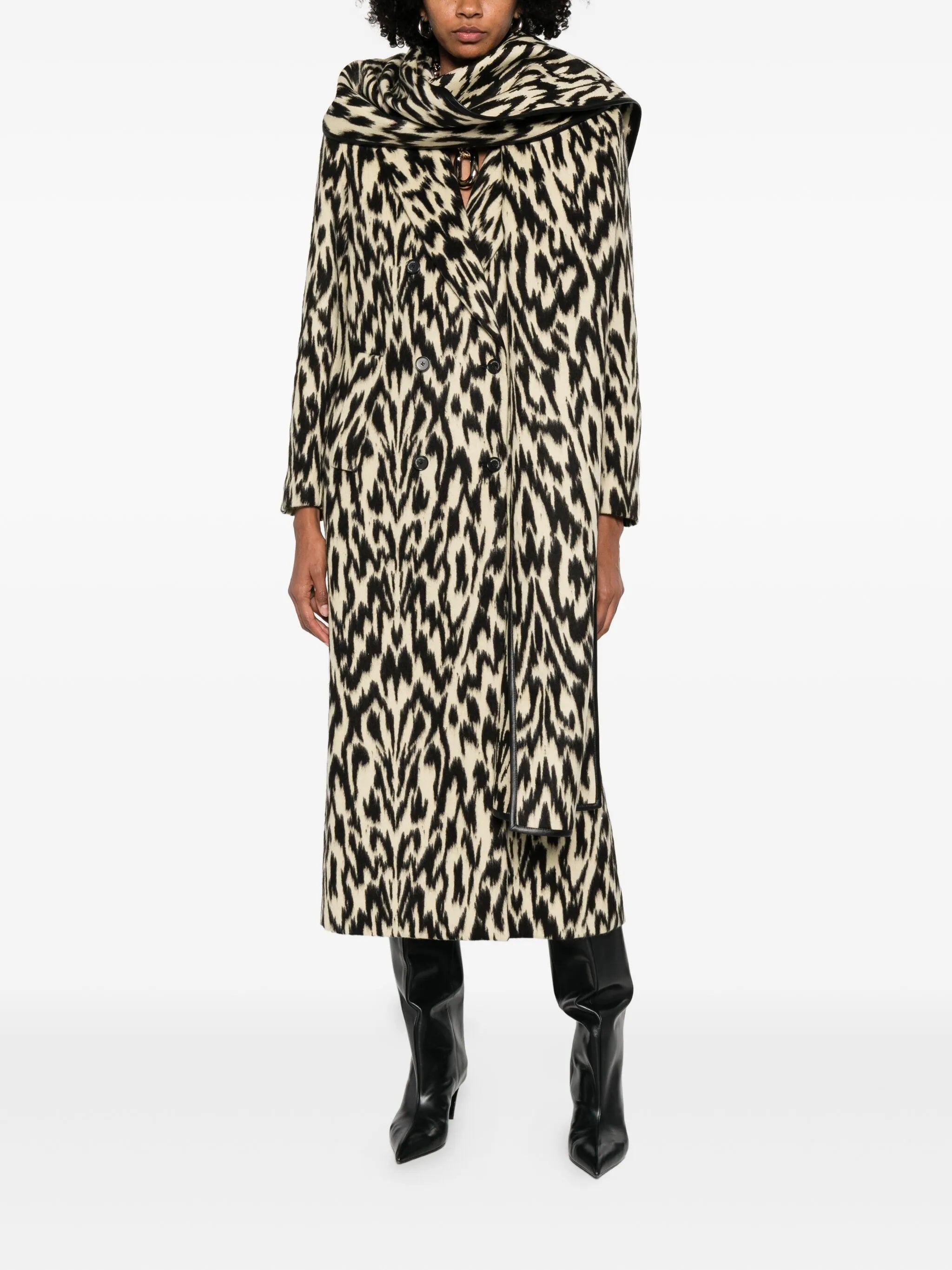 Demi double-breasted scarf coat