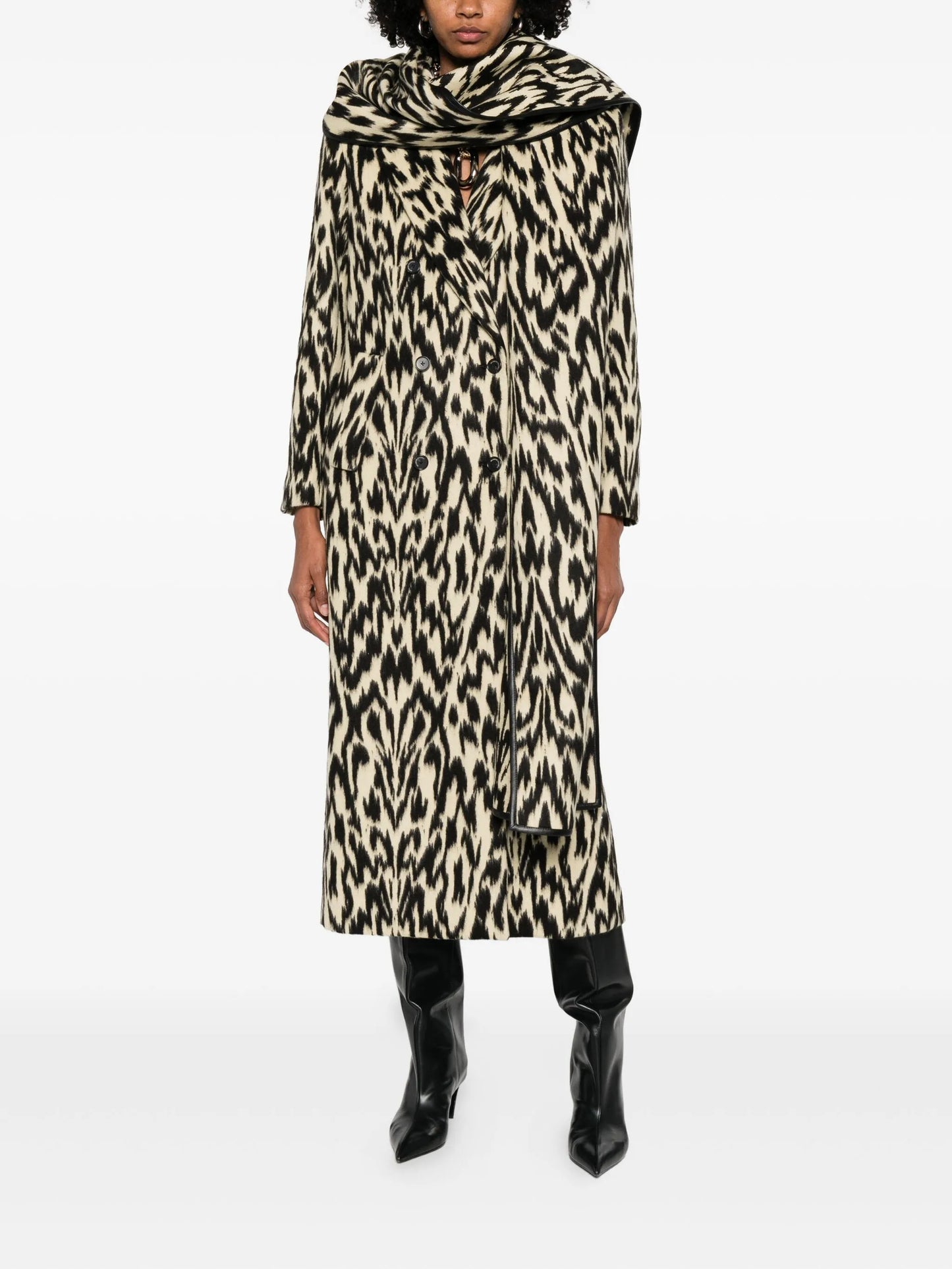 Demi double-breasted scarf coat