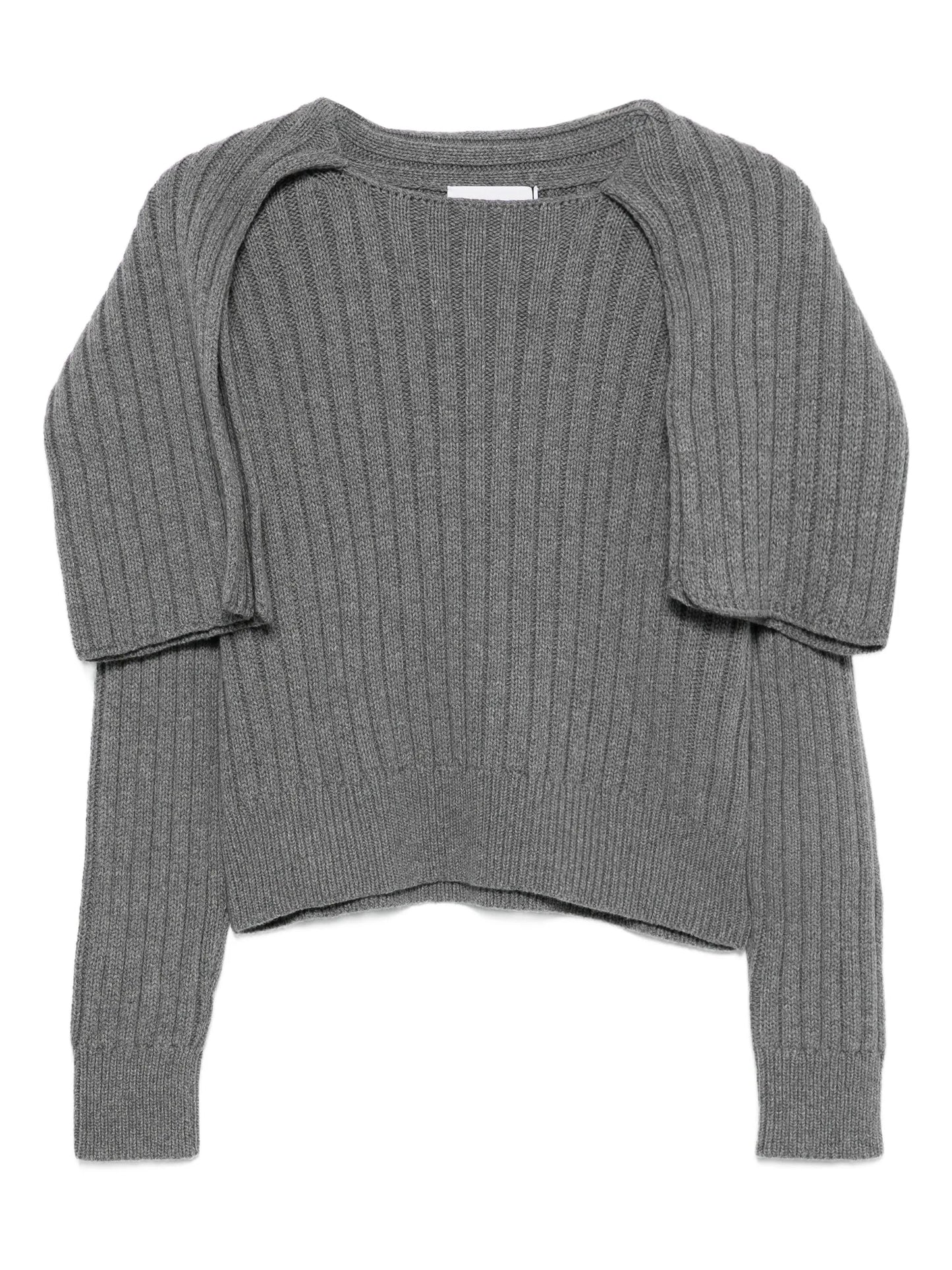 ribbed scarf-detail sweater