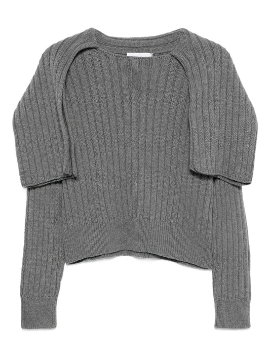 ribbed scarf-detail sweater