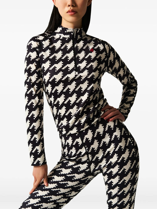 skiwear houndstooth-print base layer top