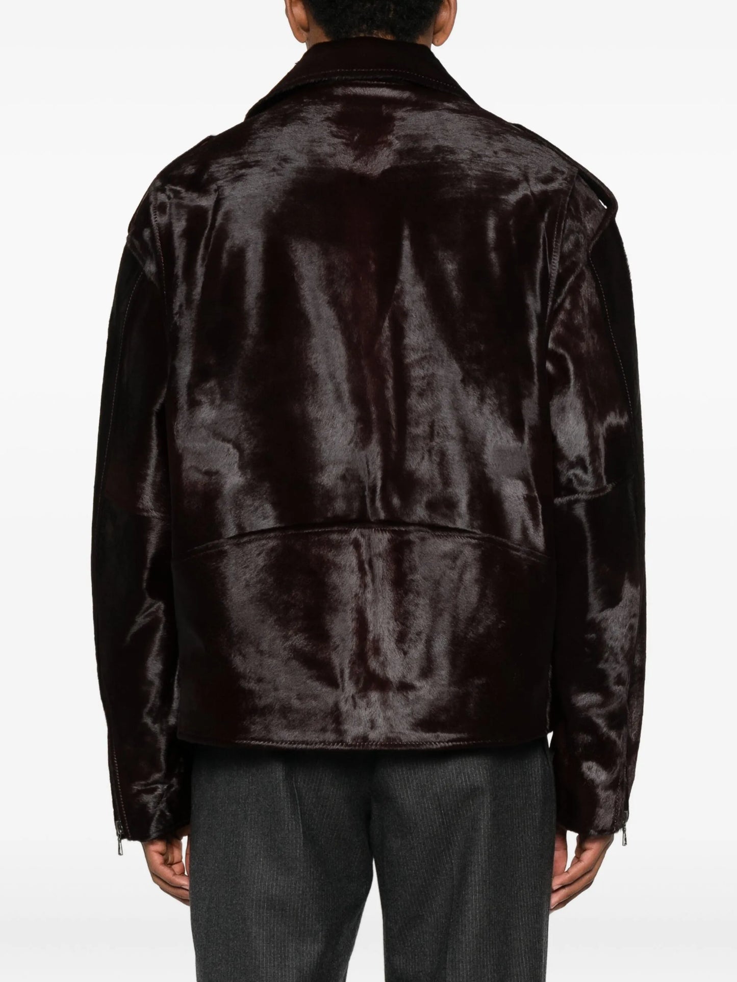 brushed-effect biker jacket
