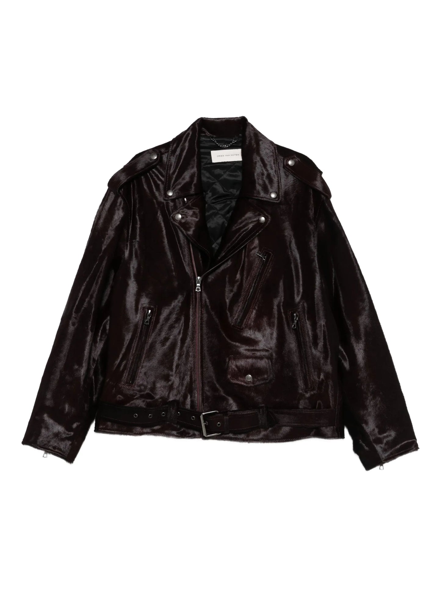 brushed-effect biker jacket