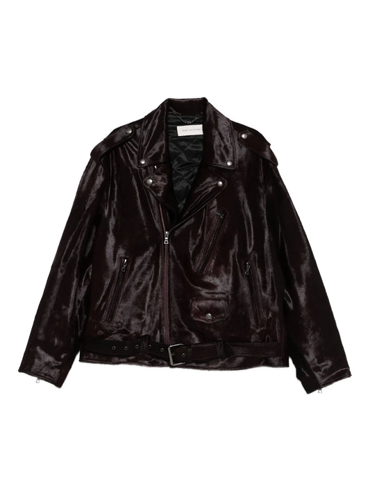 brushed-effect biker jacket