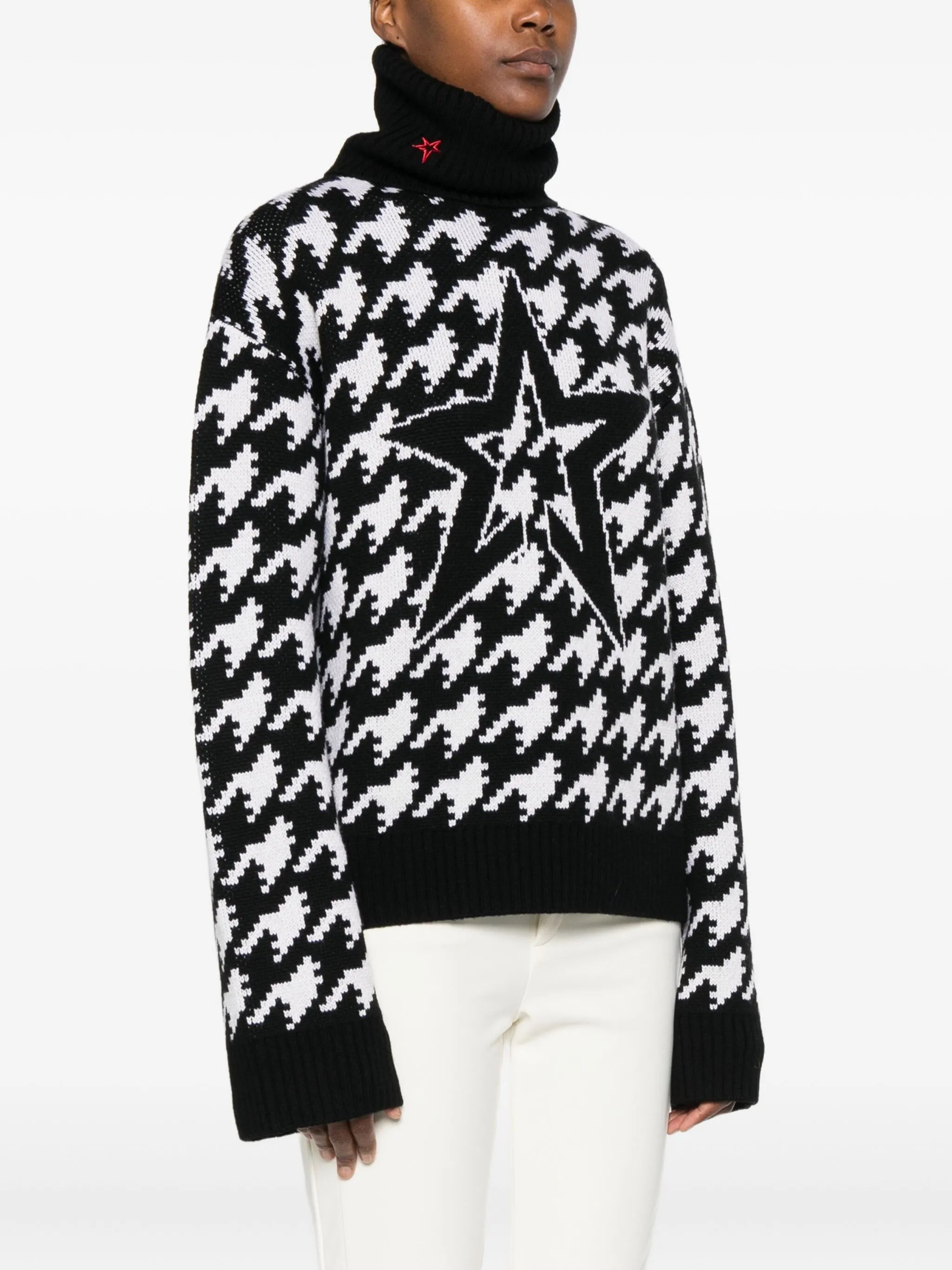 houndstooth-pattern jumper