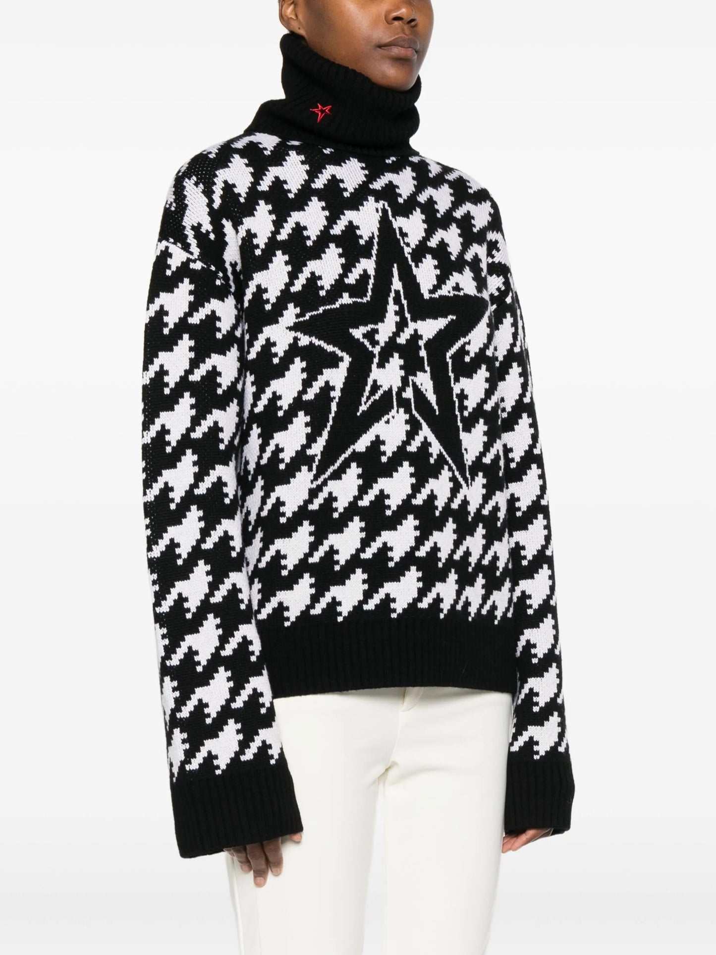 houndstooth-pattern jumper
