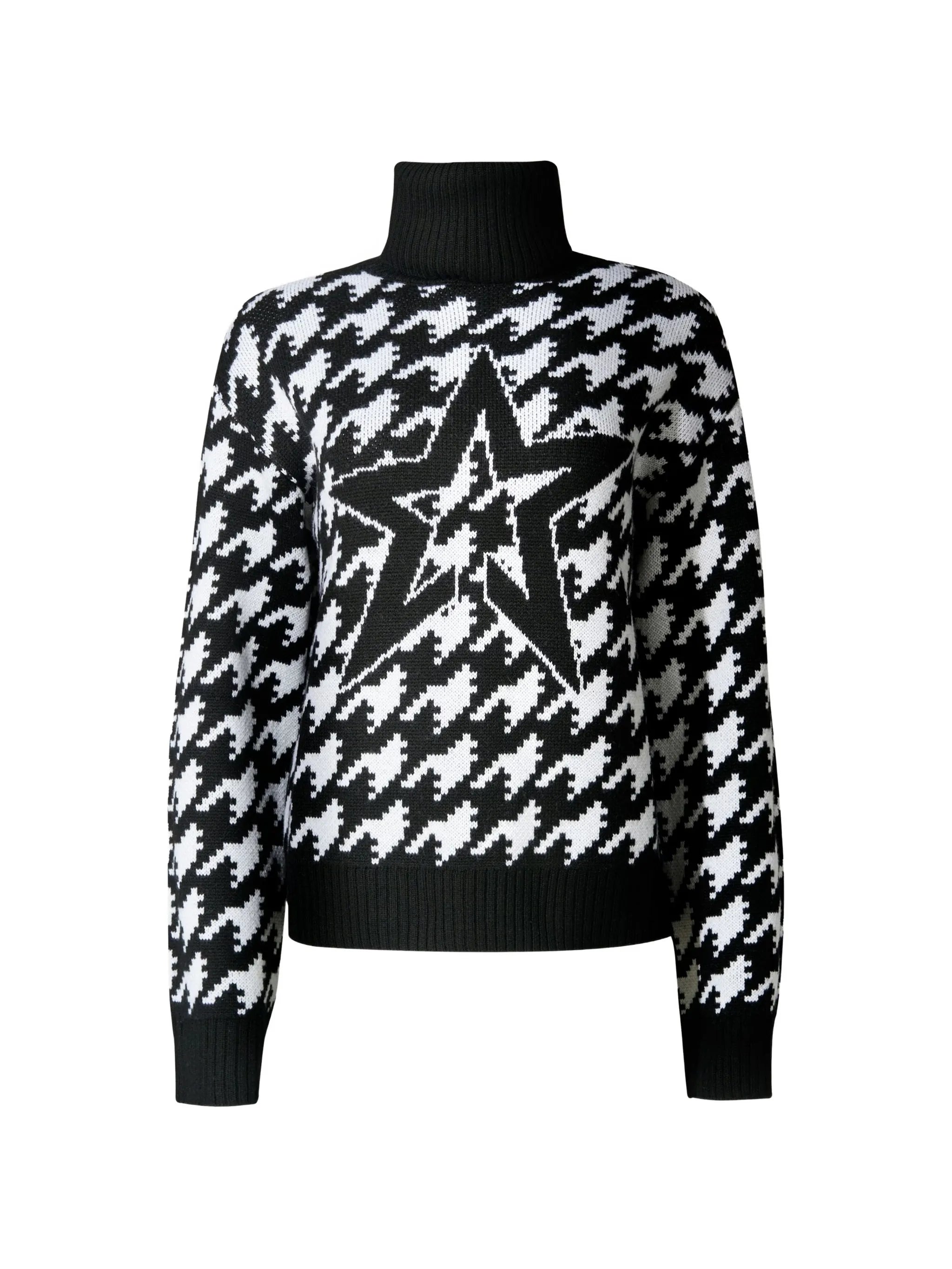 houndstooth-patterned sweater