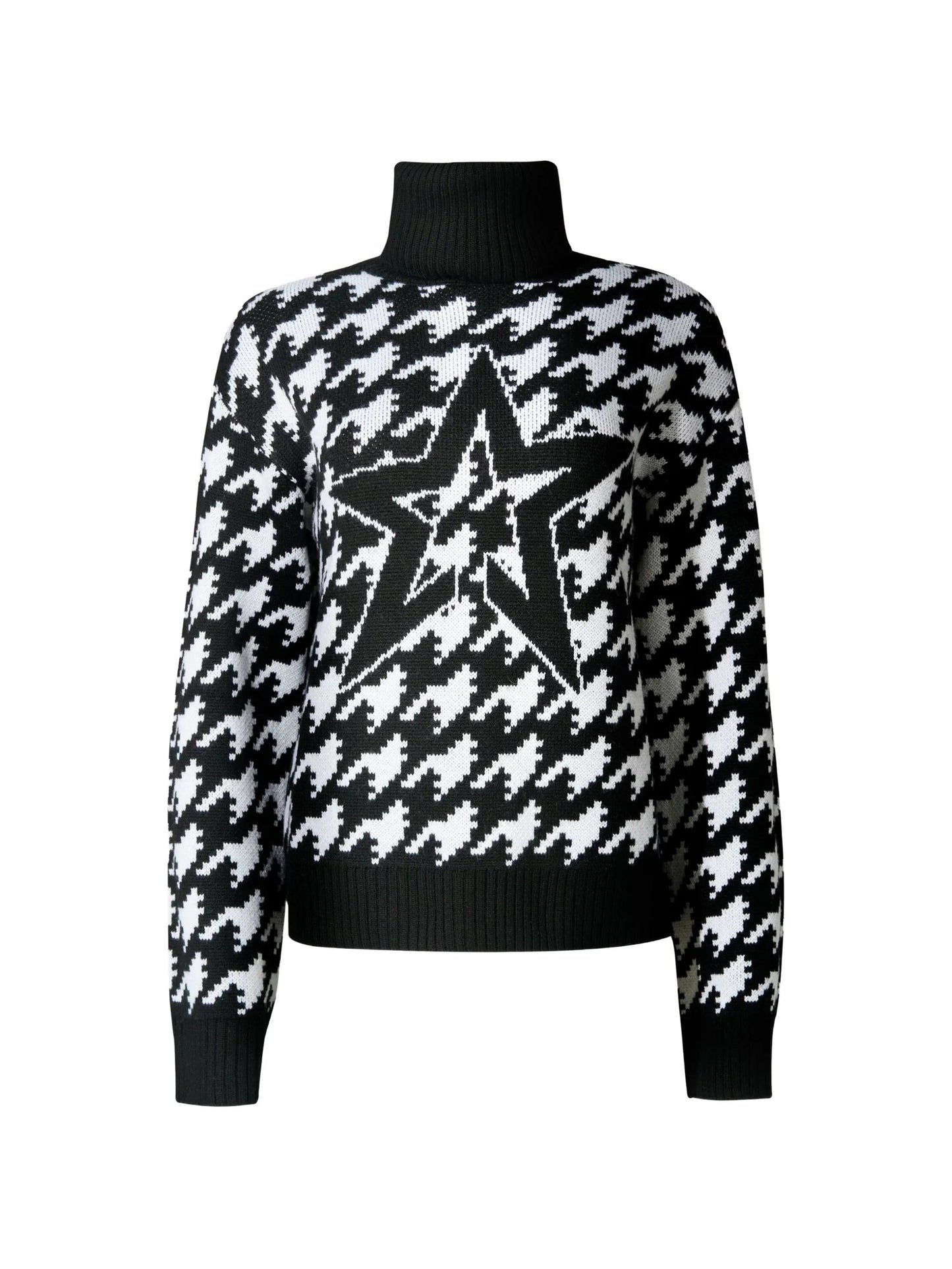 houndstooth-patterned sweater