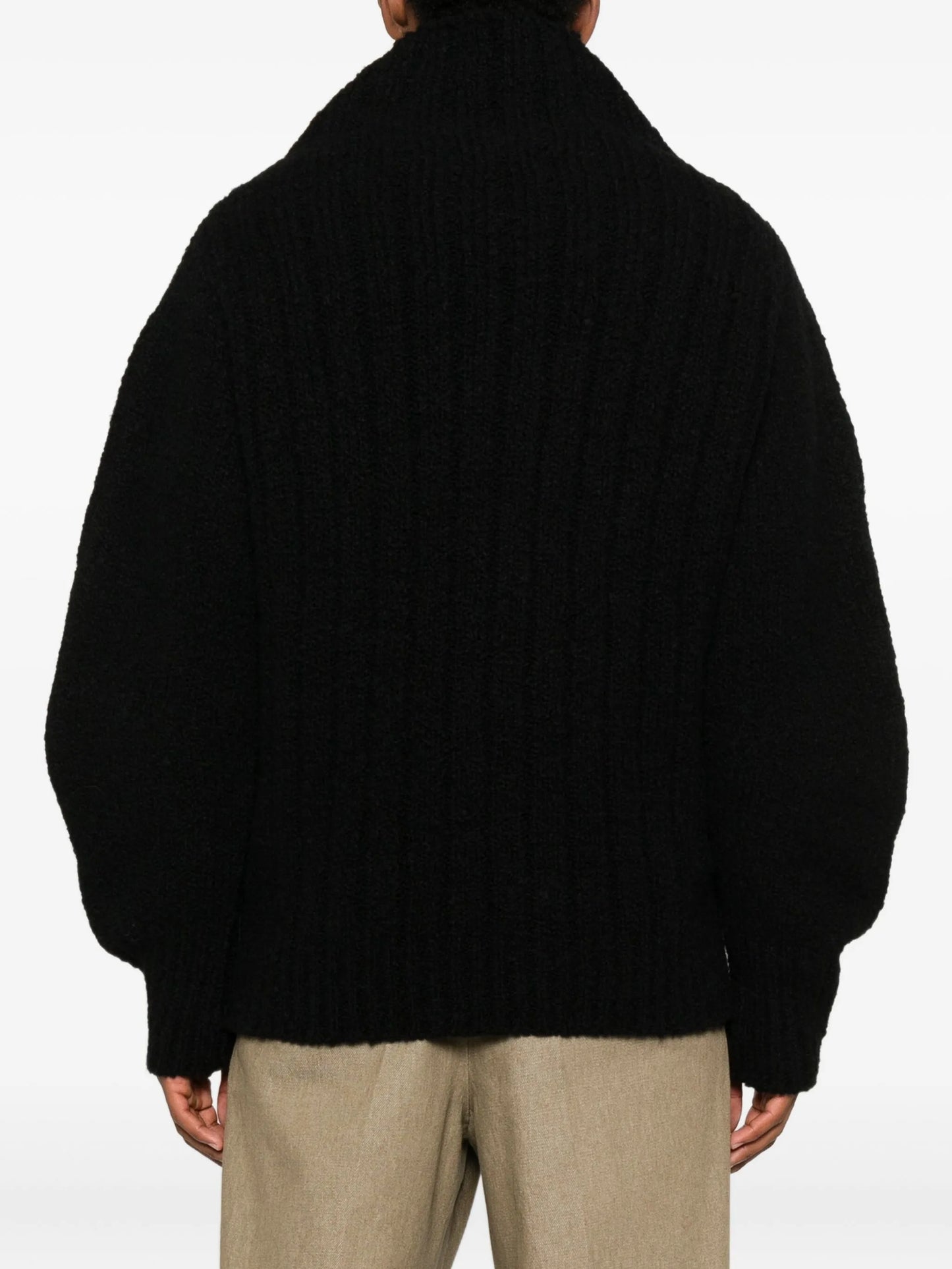 funnel-neck ribbed sweater