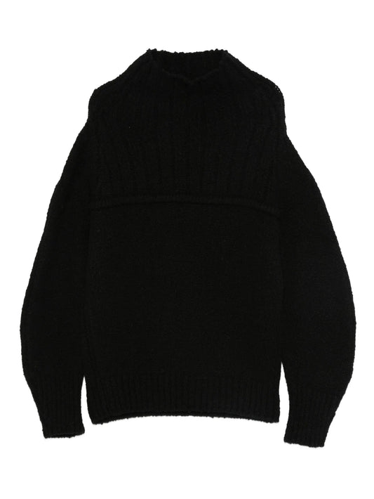 funnel-neck ribbed sweater