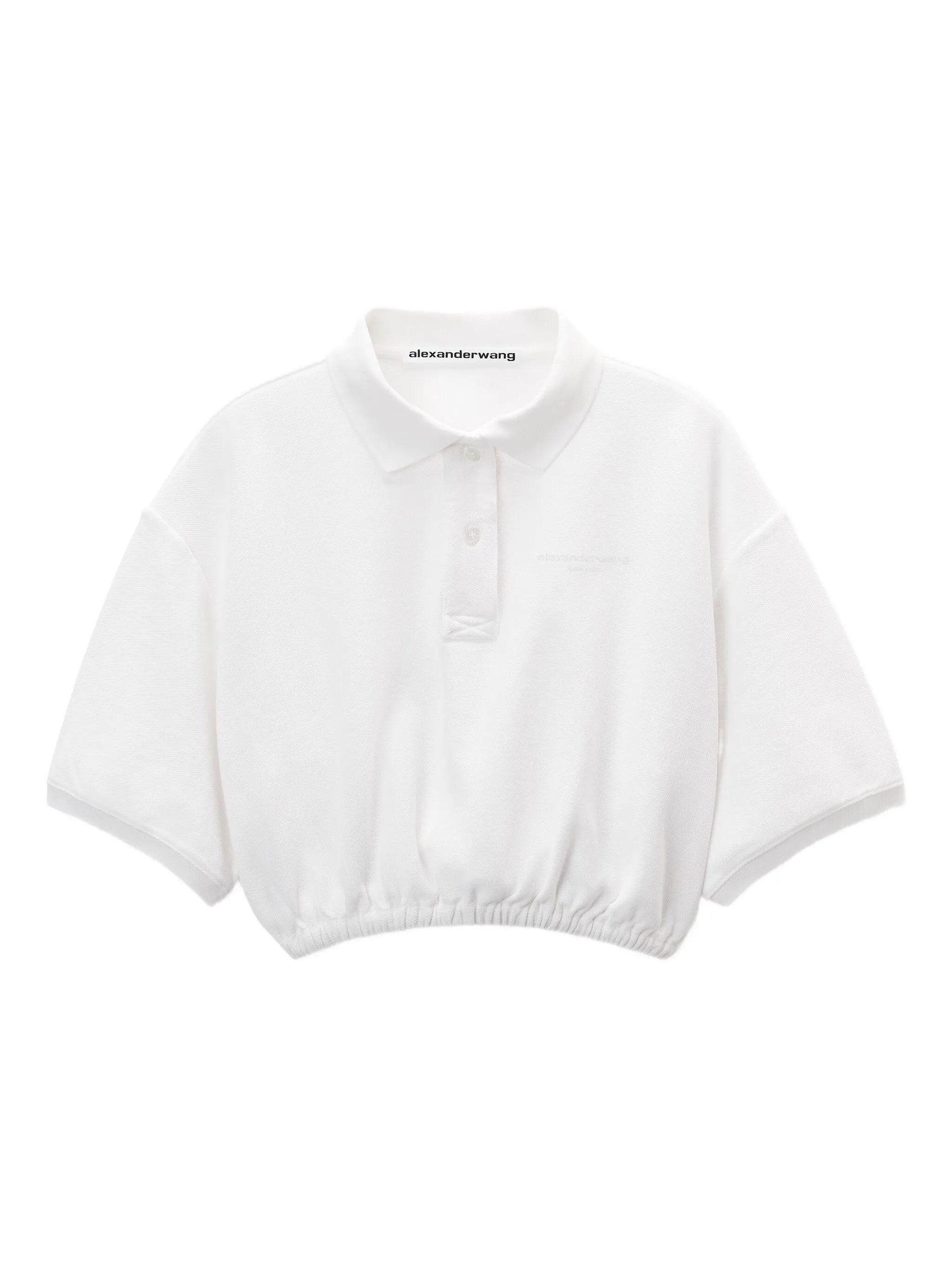 elasticated-hem cropped polo top