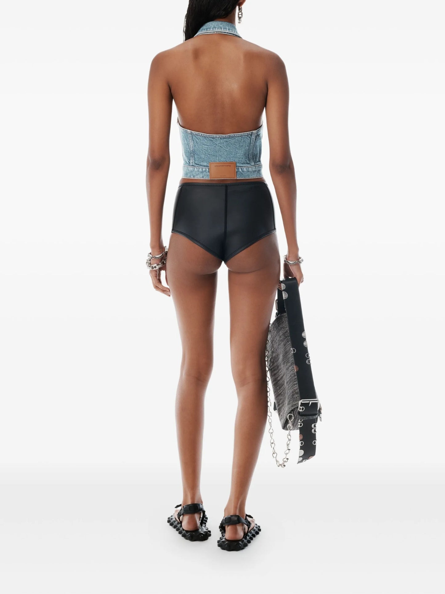 halterneck denim vest