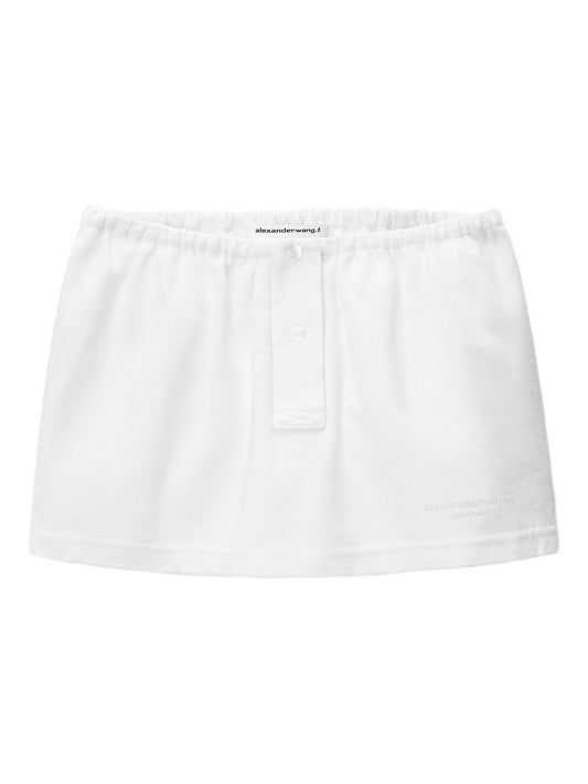 elasticated-waistband buttoned mini skirt