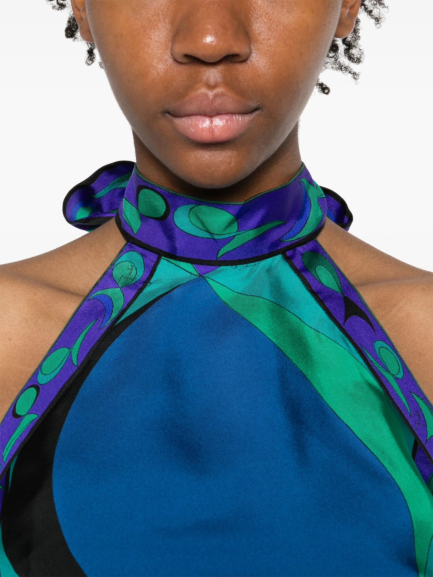Pesci-print tie-detail halter top