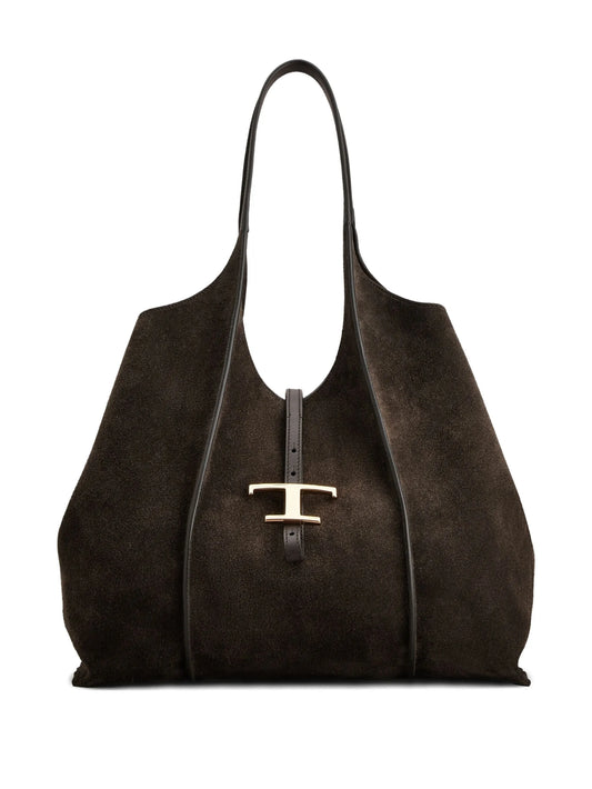 medium T-Bar suede shoulder bag