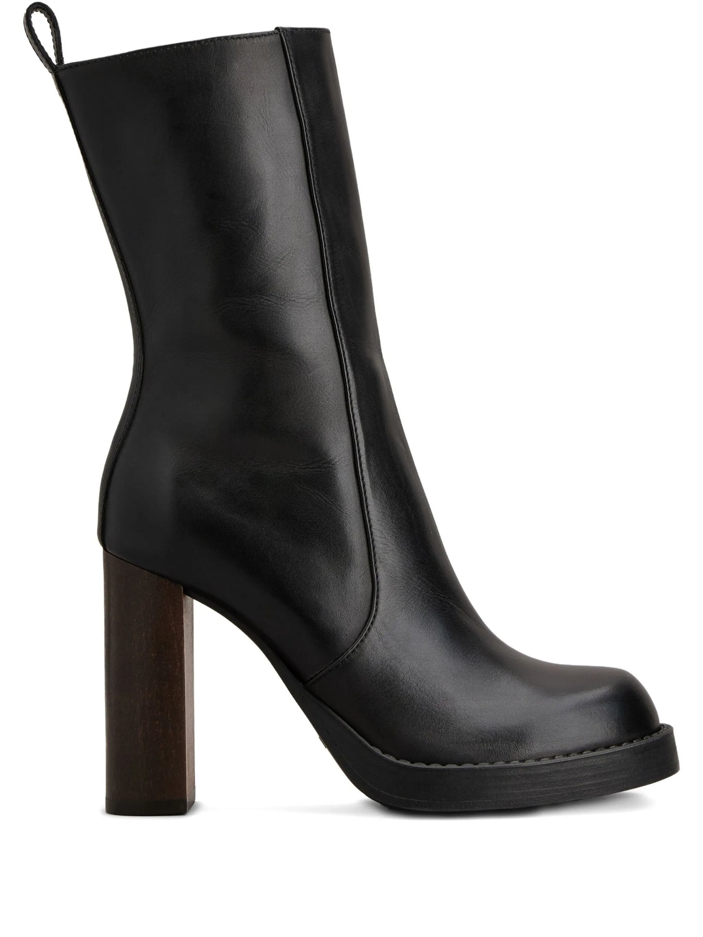 leather zip-fastening block-heel boots