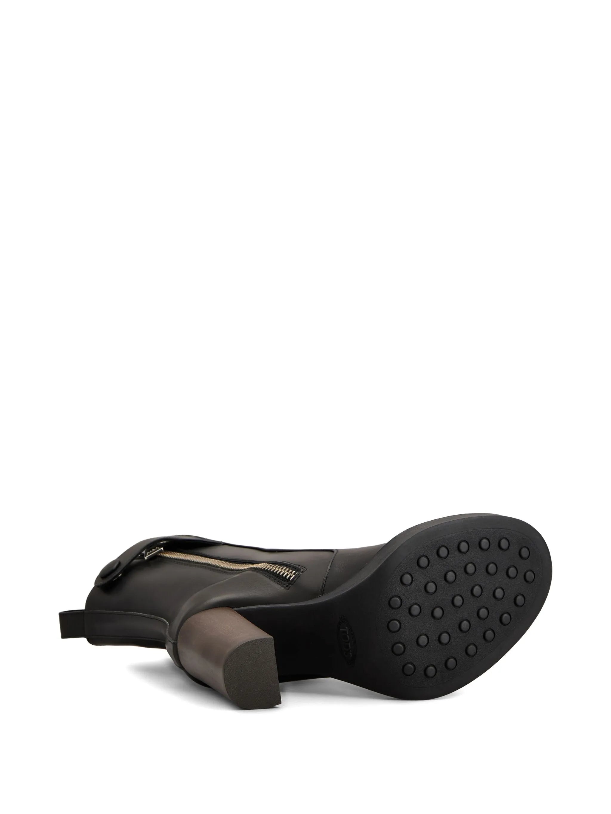 leather zip-fastening block-heel boots