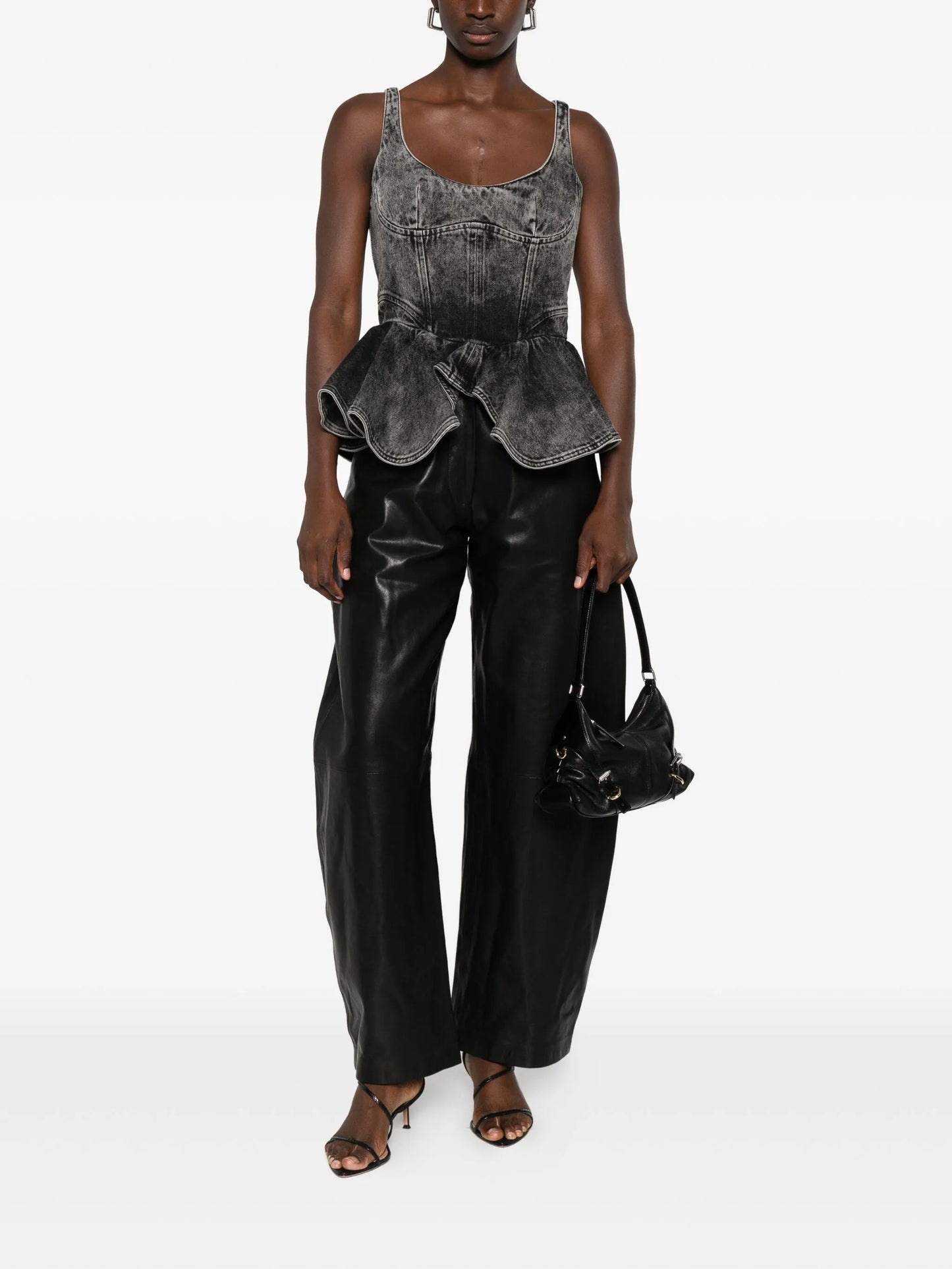 leather wide-leg trousers