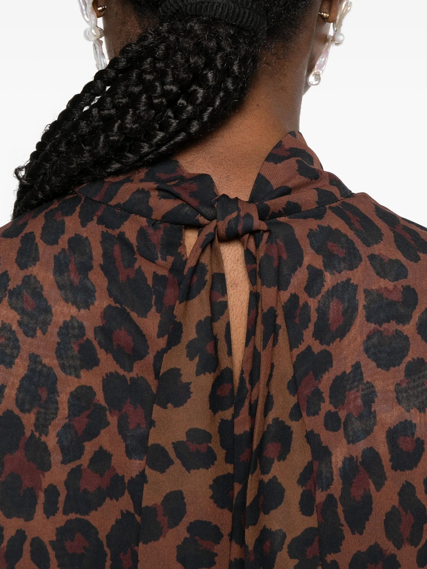 leopard-print high-neck mini dress
