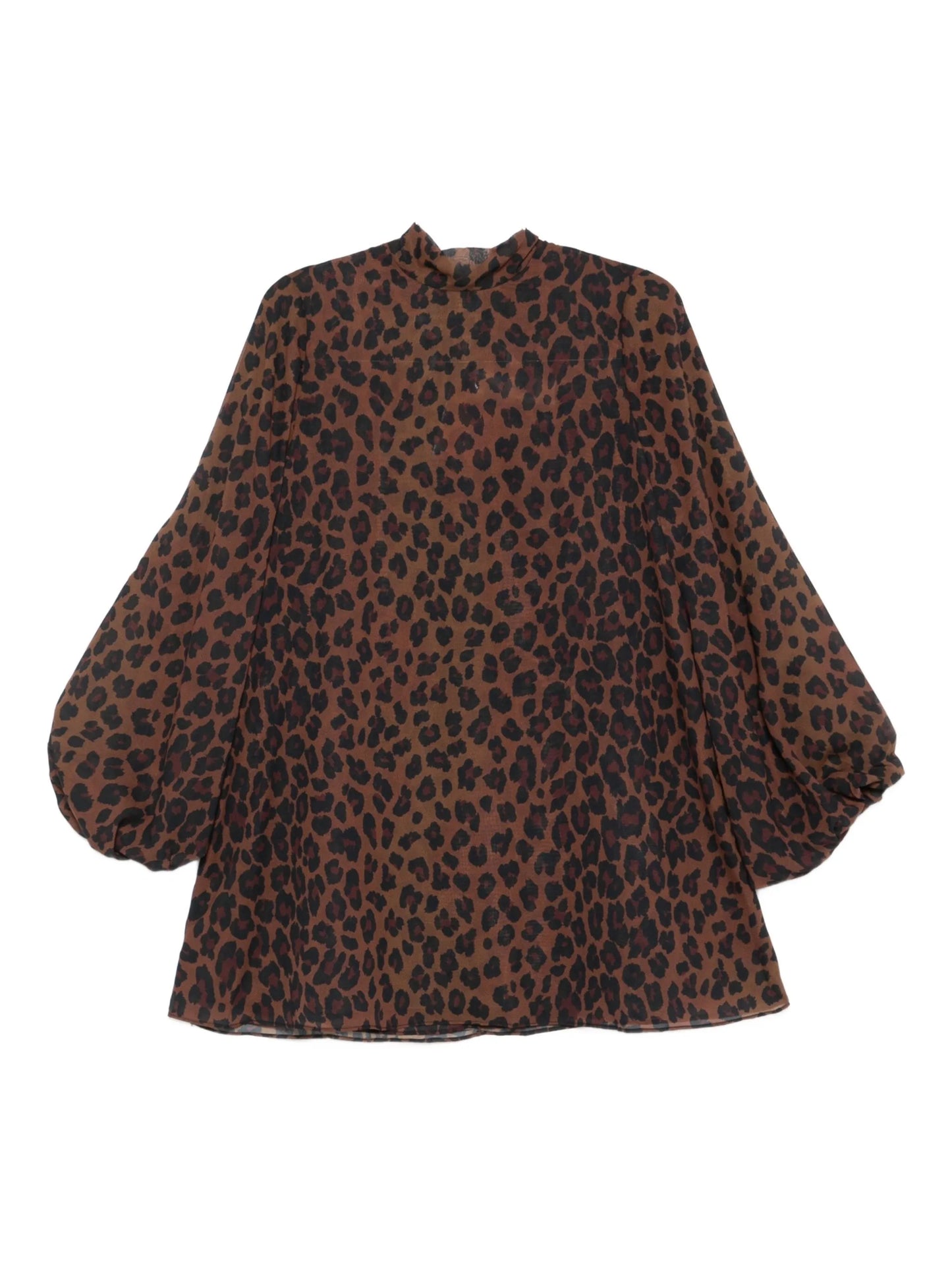 leopard-print high-neck mini dress