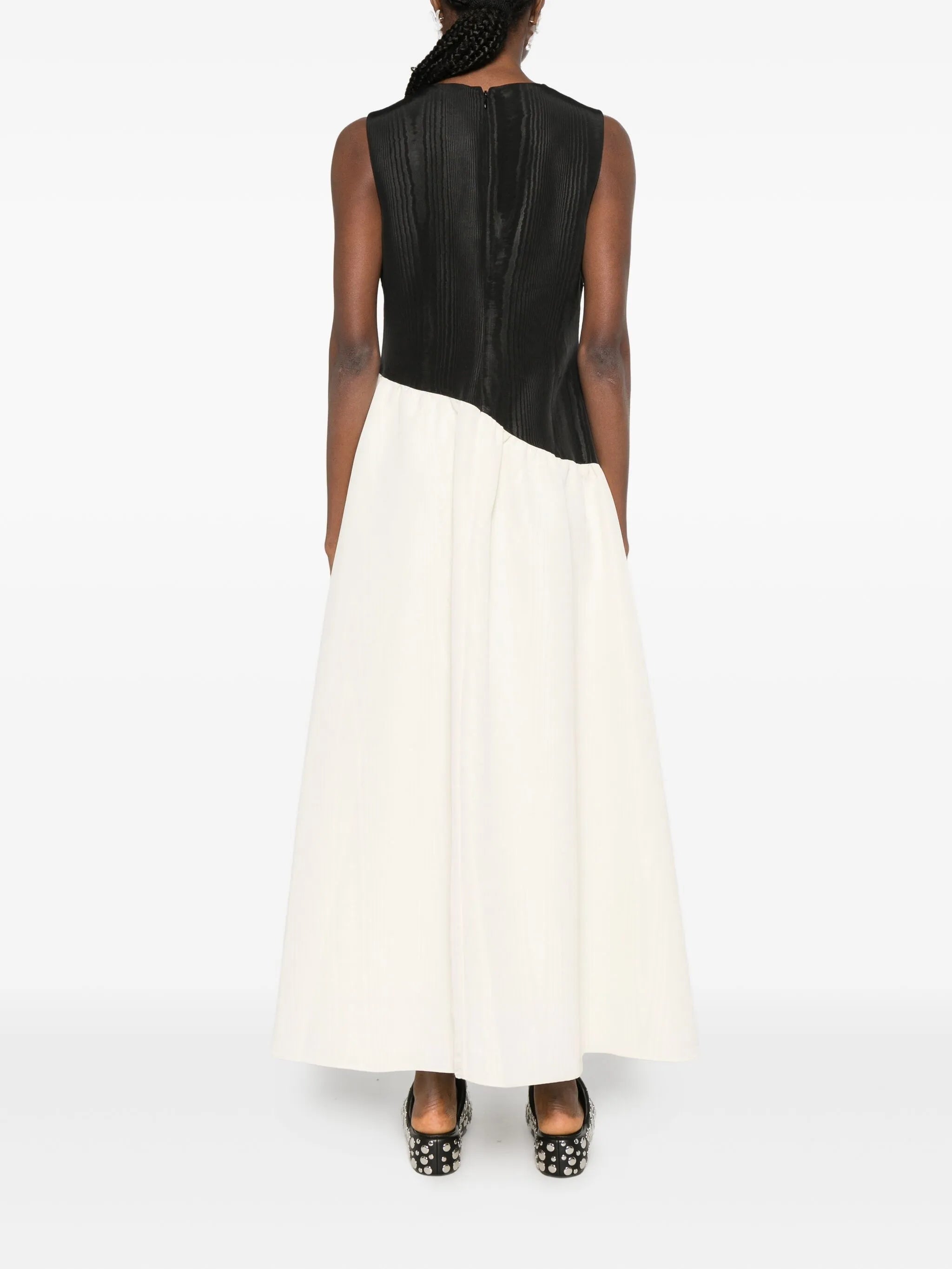 Laurel moiré-effect midi dress