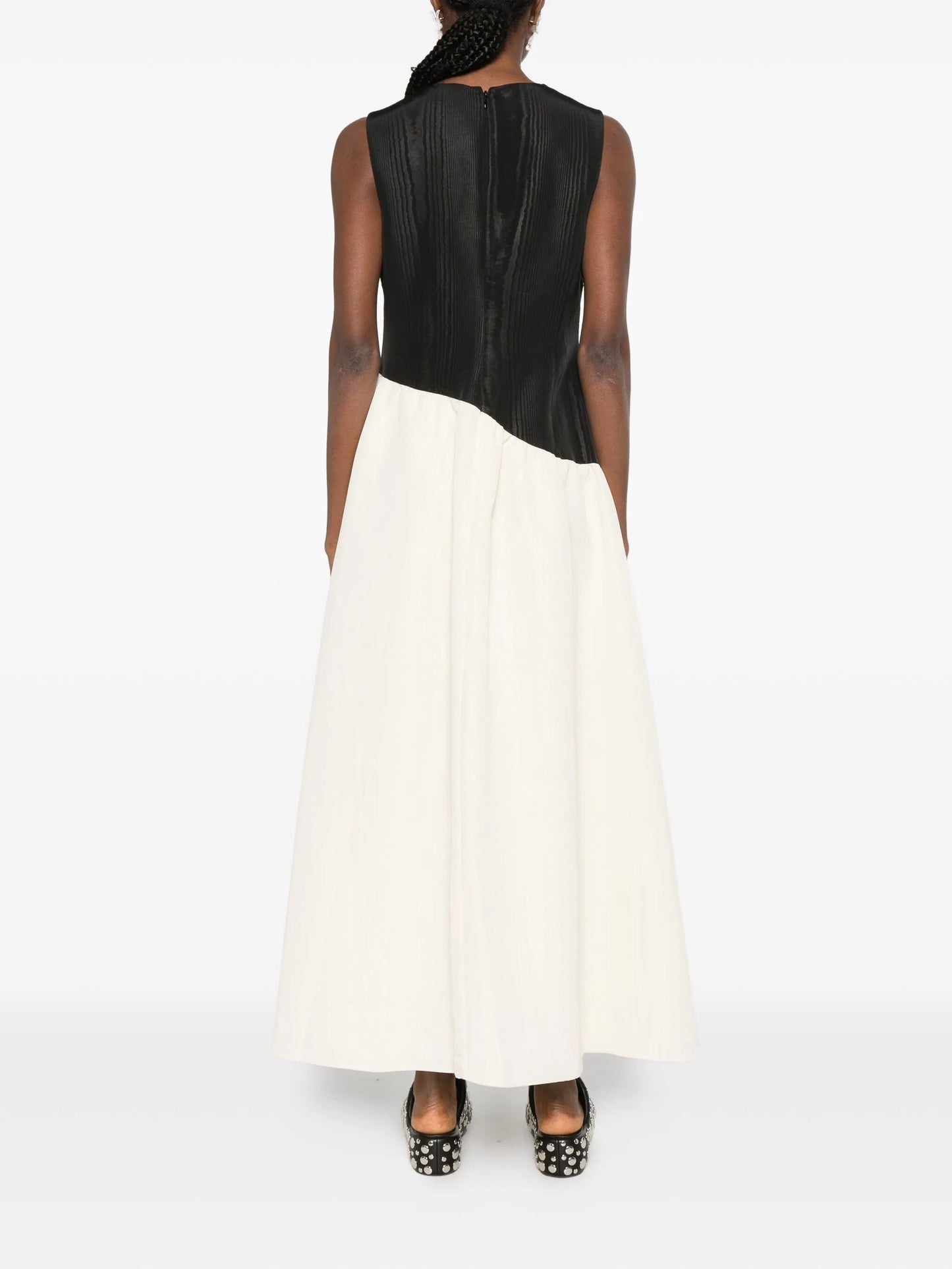 Laurel moiré-effect midi dress
