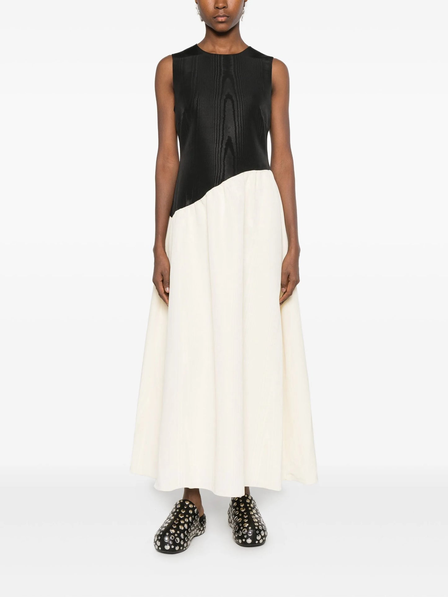 Laurel moiré-effect midi dress