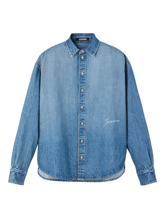 The Simon de-Nîmes logo-embroidered denim shirt